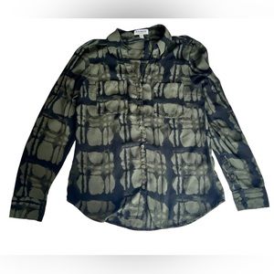 Express Portofino Shirt Blouse Button Down Green/Black